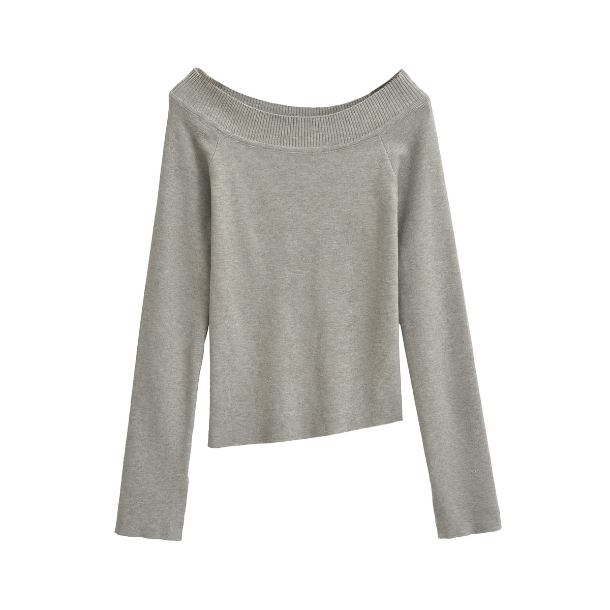 One line off shoulder slanted shoulder elastic slim fit top